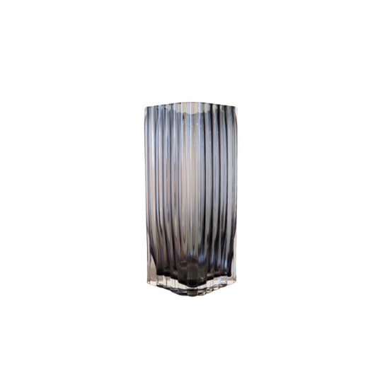 Angel Ribbed Glass Vase - Grey 28cm